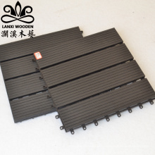 Interlocking decking tiles wood plastic composite grey